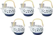 Set of 5, Goth Roll Arabesque No. 8 Earthpot, 8.5 x 6.3 x 5.1 inches (21.5 x 16 x 13 cm), 59.1 fl oz (1500 cc) | Setomonohonpo Dobin, Made in China