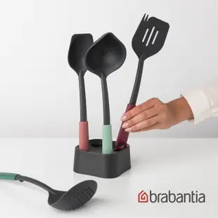 【Brabantia】多彩不沾配件5件組(尖嘴湯勺+鍋鏟+拌匙+漏勺+底座)
