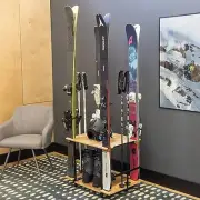Freestanding Ski Organizer, Floor Stand Storage Rack for 4 Skis, Poles, Boots,