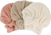 CRILSTYLEO 3pcs Coral Fleece Dry Hair Hat Dryer Absorbent Hair Cap Hair Dry Hat Fast Drying Hair Turban Hair Dry Warp Brush Head Wraps for Women Absorbent Hair Towel Hairline Nail Trimmer
