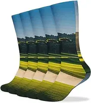 [NQHJT] Green Golf Course Socks for Women Men Breathable Boot Socks Warm Calf Socks for Hiking Work, Style, One Size
