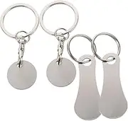 DOITOOL 4pcs Stainless Steel Shopping Trolley Keyring Token Shopping Cart Release Key Coin Lightweight Fashionable Token Pendant for Supermarket Use