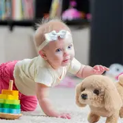 MINI Robot Puppy, My Realistic Robot Puppy, Interactive Plush Pet Kids Toys Electronic Pets for Barking,Tail Wagging C As Shown