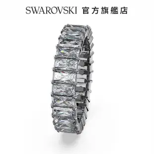 【SWAROVSKI 官方直營】SWAROVSKI 施華洛世奇 Matrix 戒指 長方形切割 灰色 鍍釕-50 交換禮物