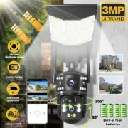 3MP 4G Wireless Dual-Lens Outdoor Solar Security Camera System PTZ IP Cam CCTV