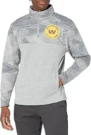 Zubaz Offically Licensed Men's NFL Washington Football Team Heather Gray 1/4 Zip with Tonal Gray Static Yoke & Sleeves