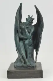European Bronze Satan Lucifer Devil Statue Bronze Diablo Angel Sculpture Decor