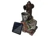 Solar Powered Water Fountain Outdoor Garden Features Cascading Bird Bath LED Indoor Backyard Pond