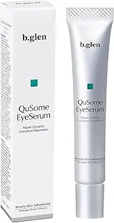 b.glen QuSome Eye Serum (12g/0.42Oz.) Smooths Fine Wrinkles and Dry Skin Around The Eye Area. Moist yet Stretchy Textured with a Slightly Pink Hue from The Materra Powder.