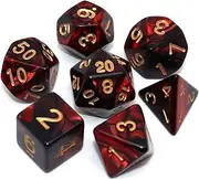 CREEBUY Red Black Polyhedral Dice Set for Dungeon and Dragons MTG - 7 Pieces