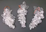 3 NOS Vintage Grape & Berry Cluster w Leaves Clear Plastic Acrylic Faceted Beads
