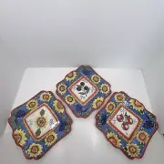 3 Julie Ueland 'Feels Like Home' 8” Square Luncheon Plates with Paper Labels