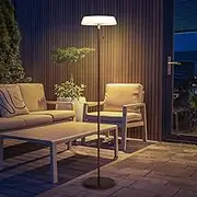 ILOVINIT Solar LED Outdoor Floor Lamp Waterproof, 3 Level Dimmable Floor Night Light, Portable Cordless USB Rechargeable, for Home/Deck/Garden/Patio (Bronze)