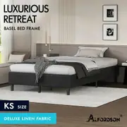 ALFORDSON Bed Frame King Single Mattress Base Foundation Charcoal Fabric BASEL