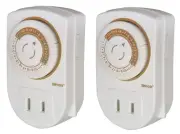 50006WD Indoor 24-Hour Mechanical Outlet Timer, 30 Minute Intervals,2-Pack,White
