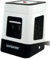 Mini Vertical Power Board with 2 USB Ports and 3 Plugs, White and Black, (SM-ZL2U3GA)