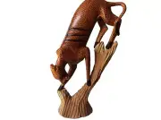 Beautifully Hand Carved Wooden Cheetah Climbing Down A Tree Made In Kenya Africa