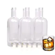 6 x 1000ml 1 Litre Glass Spirits Liquor Whiskey Rum Bottles with Silver Cork