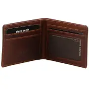 Pierre Cardin Mens Rustic Leather Wallet Bi-Fold RFID Slim - Tan