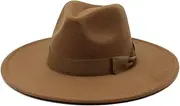 [Hcclijo] British Style Men Women Winter Felt Fedoras Cap 9.5Cm Big Wide Brim Wedding Jazz Hats