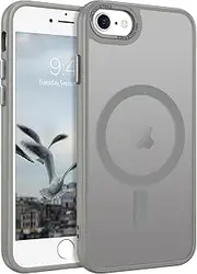 GUAGUA iPhone 6/6S/7/8/SE 2022/2020 Magnetic Case, Compatible with MagSafe, Translucent Grey, Slim Shockproof Protective Phone Case