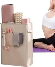 Yoga Mat Storage Bin – Oxford Cloth Organizer, Corner Basket Rack | Washable Yoga Mat Holder with Pocket, Space-Saving Rack for Home Gym, Fitness Studio, Workout Area, Exercise Equipment Organization