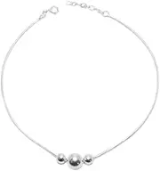 [Tongari] 925 Pure Silver Anklet With Black Crystal & Silver Beads For Women Design-10, Free, Sterling Silver, no gemstone