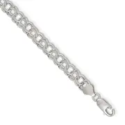 8 Inch Sterling Silver 7.6mm Double Link Charm Bracelet