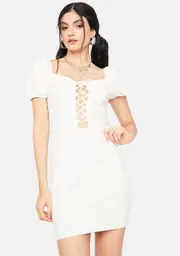 Pure Seeking Answers Lace Up Mini Dress