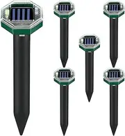 Solar Gopher Repeller | Solar Powered Mole Snake Repeller - 6X Deterring Stakes, Waterproof Repelling Device for Squirrel, Skunk, Gopher,