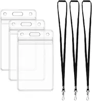 [Bvxchg] 3 Pcs Lanyard with Card Holder Durable Neck Lanyards Straps with Black Lanyards Clear Passport Cover Passport Sleeve for Cruise Credit Card Plane Ticket