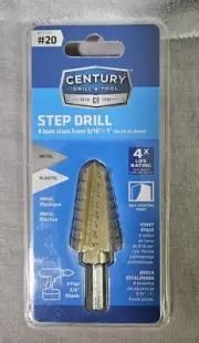 High Speed Steel Step Drill Bit #20 27201 9 1/6" to 1" Century Drill & Tool