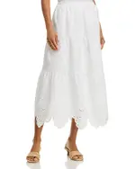 Aqua Eyelet Midi Skirt - Exclusive
