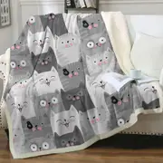 Cute and Sweet Grey Cats Throw Blanket