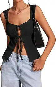 [HJKOUYT] Women's Sexy Halter Top Slim Sleeveless Backless Solid Tank Top Summer Shirt