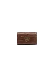 Love Moschino Heart Logo Wallet CrocodileEmbossed Women Brown Crossbody Bags