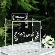 OurWarm Wedding Card Box for Wedding Reception, Clear Card Boxes with Lock, Gift Card Box Money Box Holder for Reception Anniversary Shower Rustic Wedding Decorations Birthday Graduation