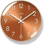 Cawtiuly Wall Clock, Kitchen 10 Inch Wall Clocks Battery Operated Non Ticking, Silent Modern Clock Decorative for Bedroom, Office, Bathroom, Living Room, Home (Orange)
