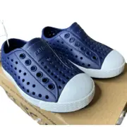 NEW Native Jefferson Kids’ Slip-On Sneaker Regatta Blue / Shell White Size C5