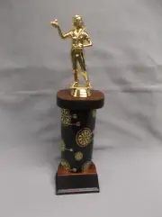 female dart trophy theme oval black column weighted base award
