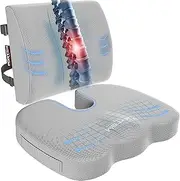 FORTEM Office Chair Cushion and Back Support for Office Chair, Lumbar Support Pillow, Memory Foam, Non Slip Sitting and Back Rest for Gaming, Car Seat Cushion, Chair Pad