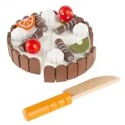 Birthday Cake Set Knife Fruit Toppings Wooden Magnetic with Play Knife