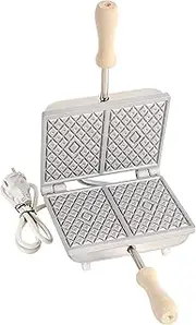 CBE Elettrodomestici 2 x Aluminium Rectangular Slim Electric Iron Press and Waffle Maker, Silver, Modern Style