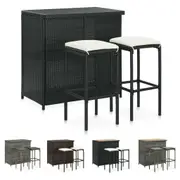 Bar Set 3 Piece Bistro Pub Table and Stool Poly Rattan Multi Colours vidaXL