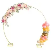 7.9FT Gold Round Arch Backdrop Stand, Large Circle Wedding Balloon Arch 7.9ft