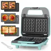 Baker’s Friend 3 in 1 Mini Waffle Maker with Removable Plates, Mini Pancake M...