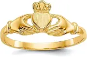 [JewelryWeb] 14k Yellow Gold Solid Polished and Satin Irish Claddagh Celtic Trinity Knot Ring Size 7 Band Style-Ring for Women