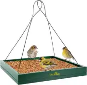 Bird Feeder Hanging Tray Wooden Platform Hummingbird Feeder Mesh Seed Platform