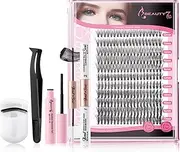 Beauty7 DIY Lash Extension Kit 220 PCS Individual Eyelash Extension Kit 12-17MIX 30D 40D with Lash Bond and Seal Lash Applicator Cluster Lash Glue Kit Remover Cream DIY Various Styles Easy to Apply at Home (30D+40D)