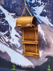NEW WOOD WOODEN SNOW TOBOGGAN COUNTRY Christmas Ornament